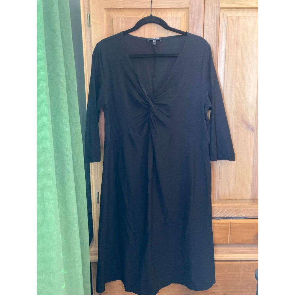Eileen Fisher | V-neck Jersey Twist front 3/4 Sleeve Swing Dress | Large